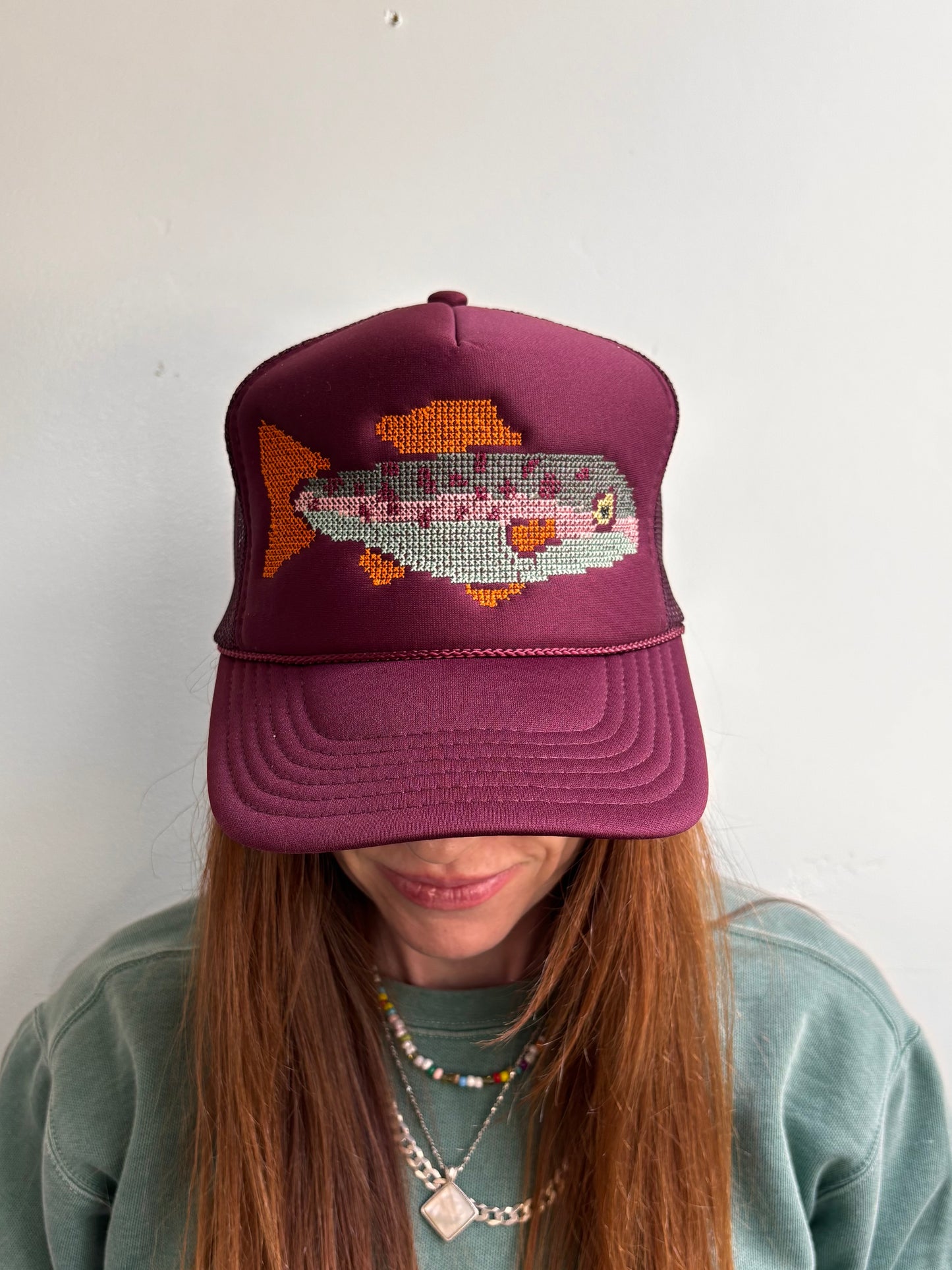 Cross Stitch Fish Trucker