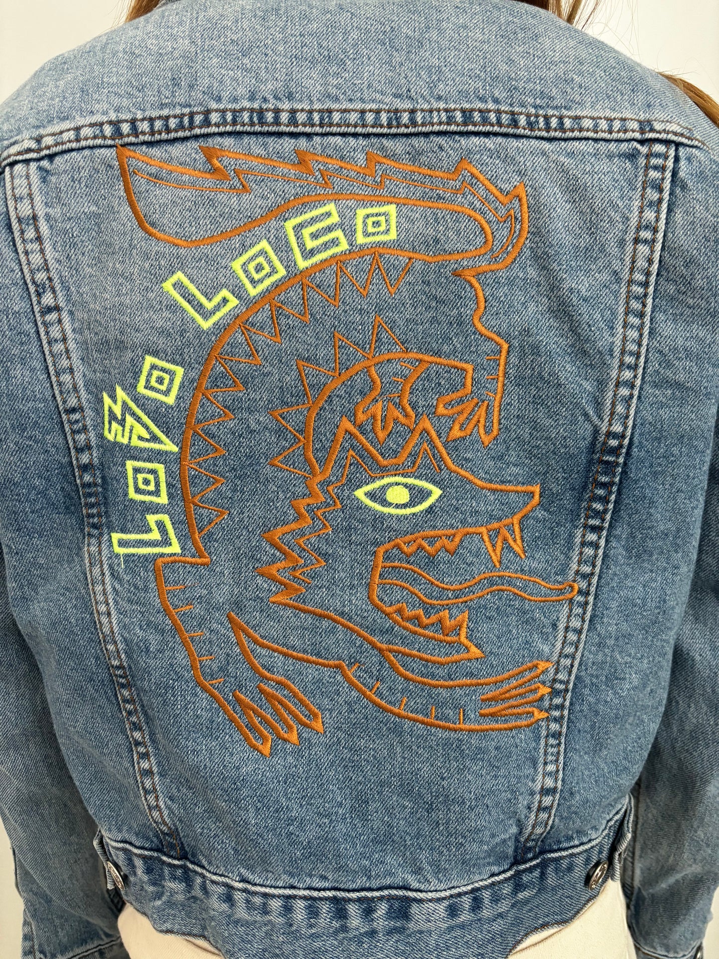 Loco Lobo Embroidered Denim Jacket